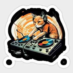 DJ Cat With Headphones - Funny CAT DJ colorful Sticker